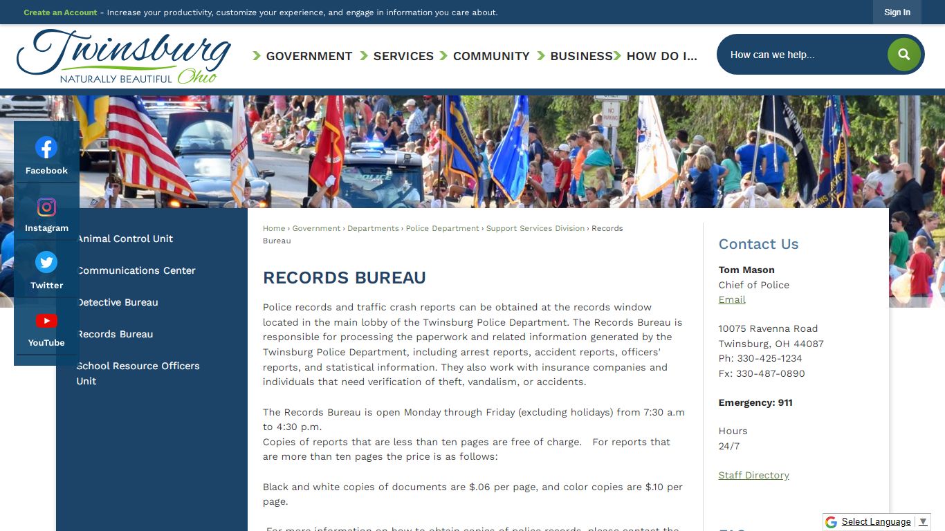 Records Bureau | Twinsburg, OH - Official Website