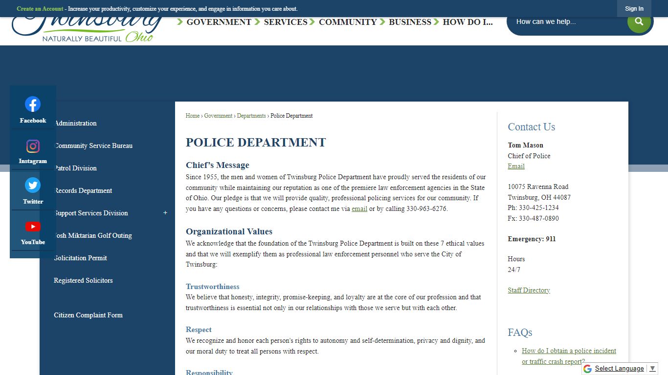 Police Department | Twinsburg, OH - Official Website