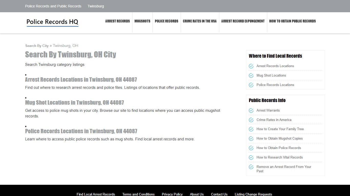 Police Records in Twinsburg, OH